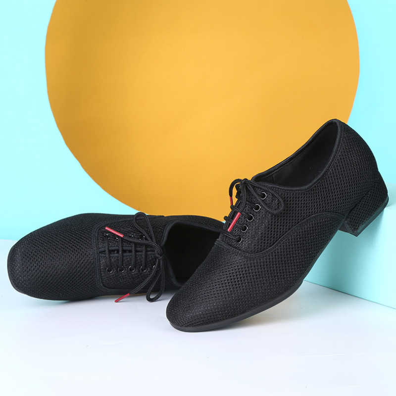 Men's Black Mesh 2.5cm Heels Ballroom Dance Shoes