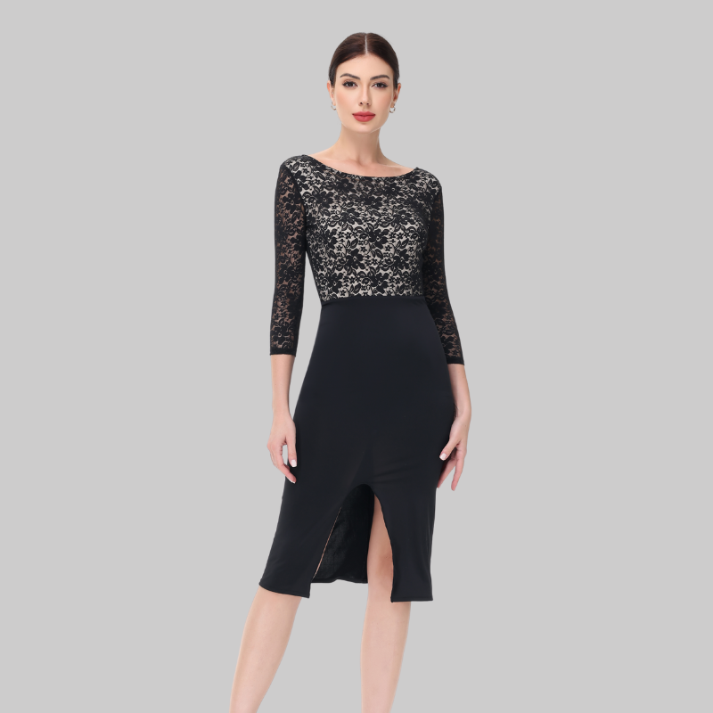 Customisable-Women's Black Dance Dress for Milonga & Parties Tango Dress