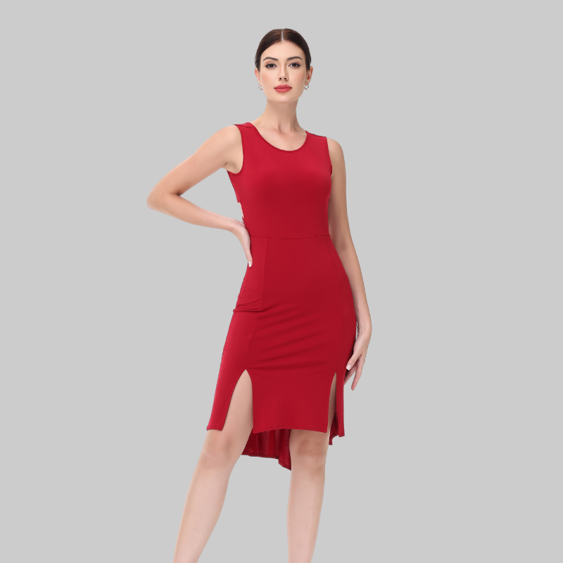 Customisable-Women's Sleeveless Red  Dance Dress for Milonga & Parties Tango Dress