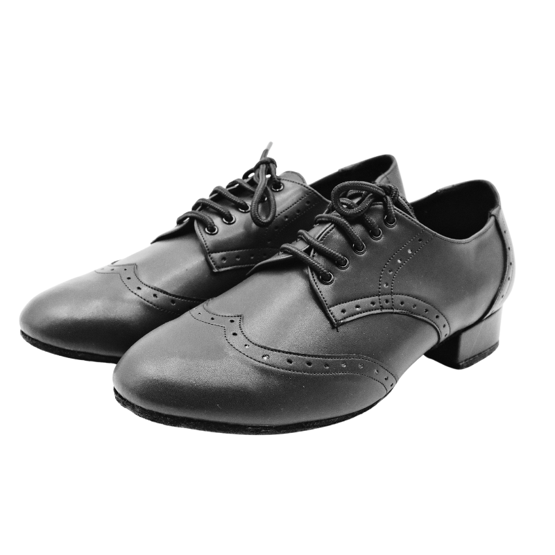 Men's 2cm Black Leatherette Heels Ballroom Dance Shoes