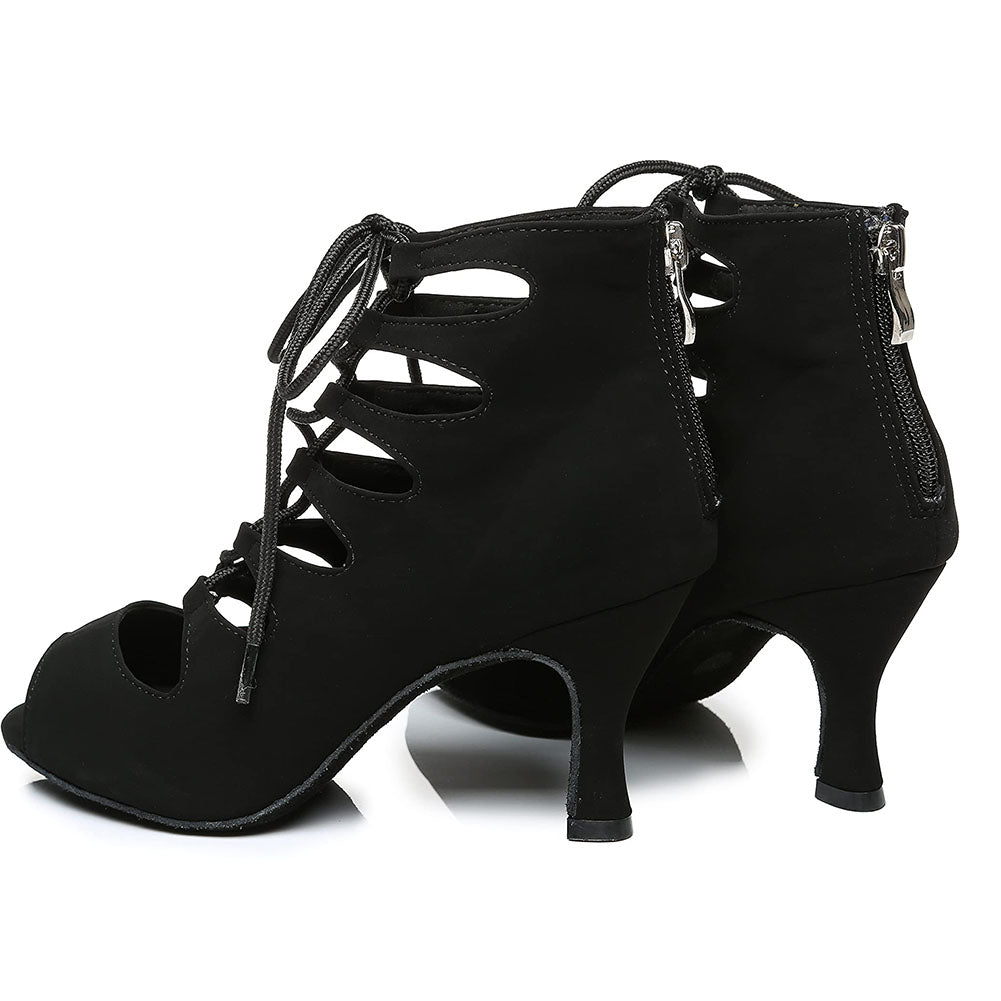 Women's Black Customized Heel Dance Boots Salsa Jazz Dance Shoes