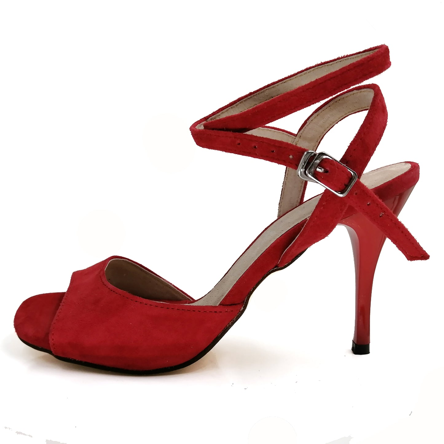 SHJ Women's Red Suede 7cm/9cm Heels Dance Shoes Salsa Shoes Ankle Strap Tango Shoes