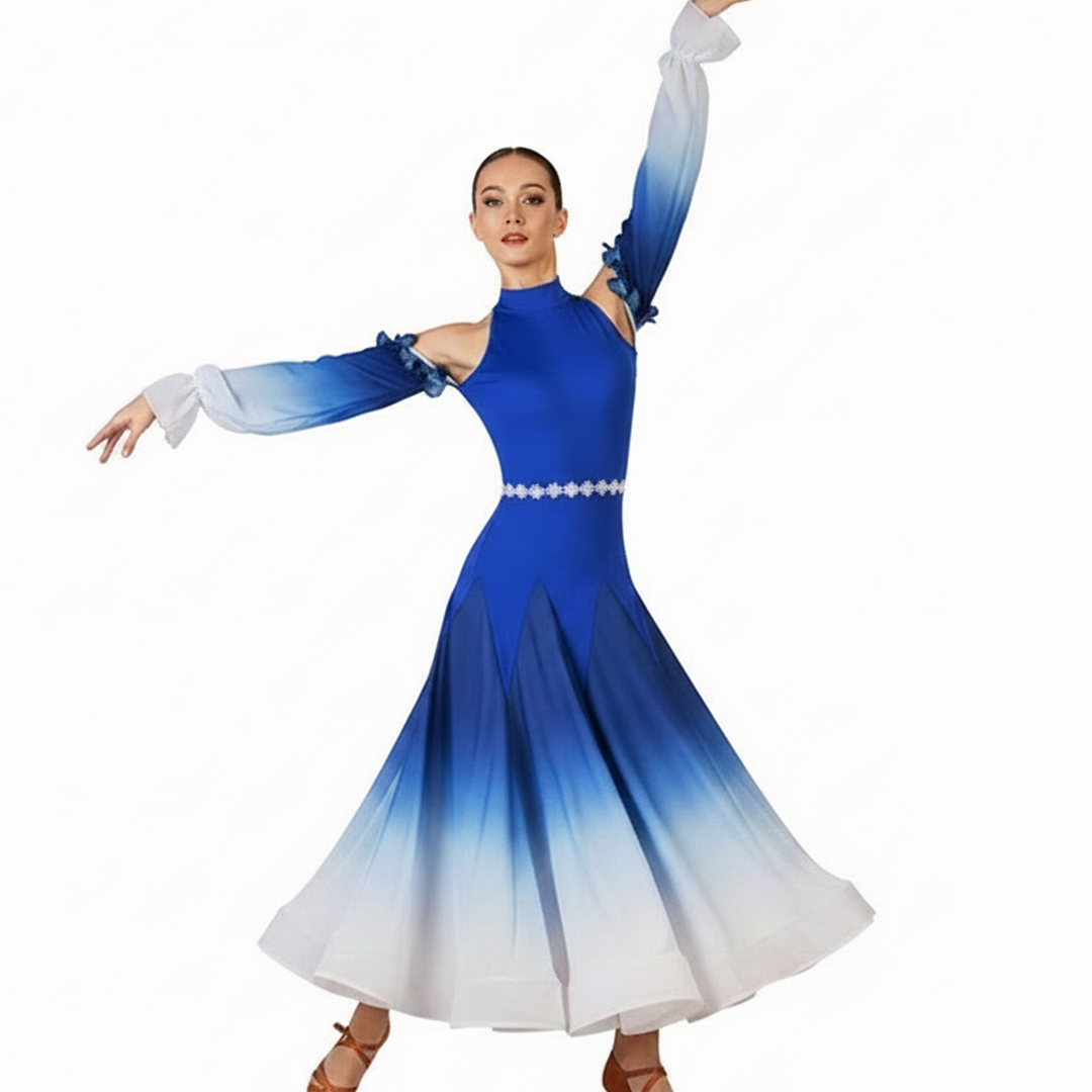 Customisable-Women's Long Sleeve Modern Dance Performance Dress Ballroom Dance Dress