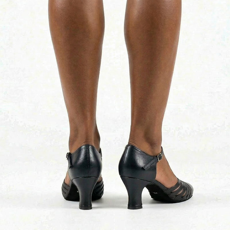 Women's PU Leather Retro Black Customized Heel Ballroom Dance Shoes Character Dance Shoes