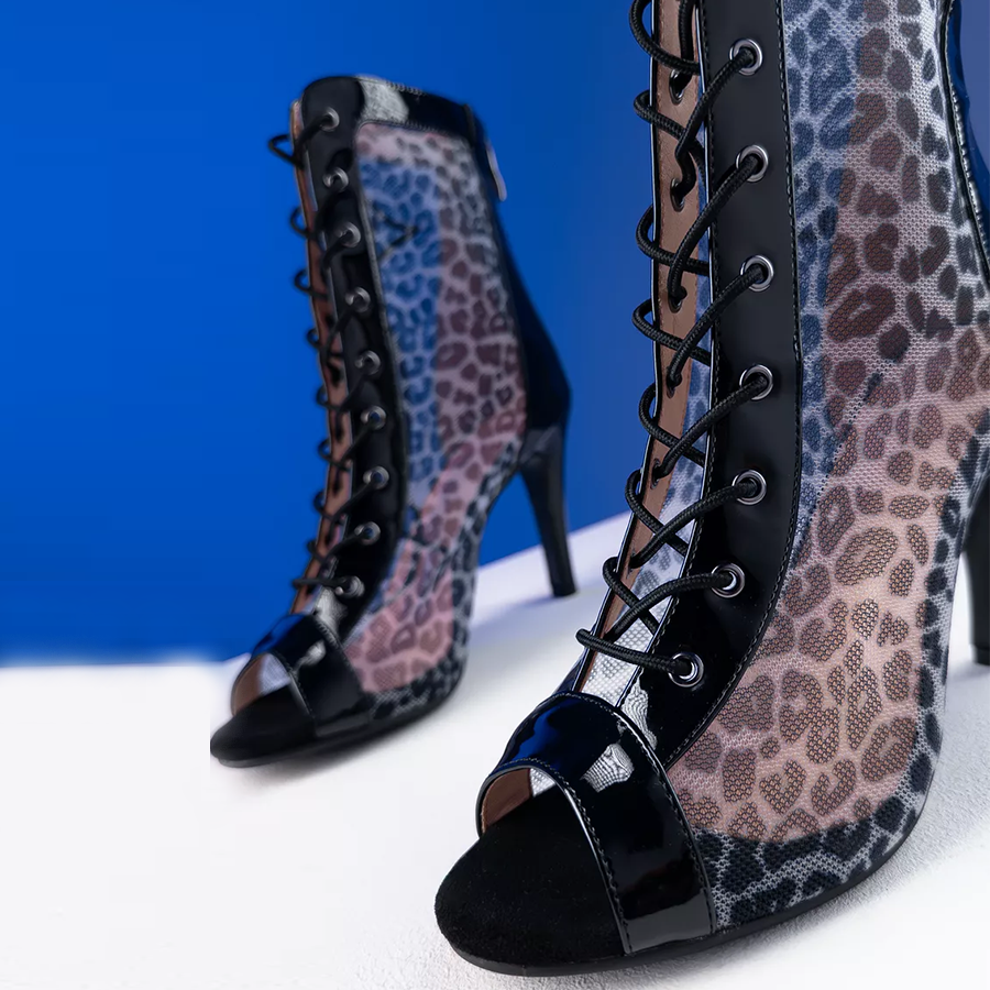 Women's Leopard 7.5cm/10cm Heel Leatherette Rubber Heels Dance Boots Jazz Street Sole Dance Shoes