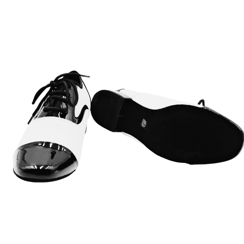 Men's 2cm Black and White Leatherette Heels Ballroom Dance Shoes