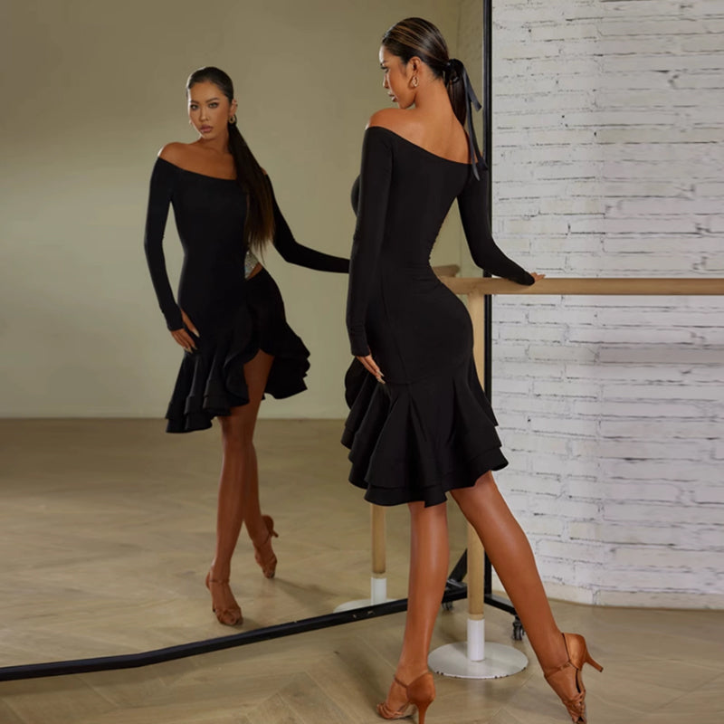 Z Women's One-Shoulder Long Sleeve Dance Dress DanceWear