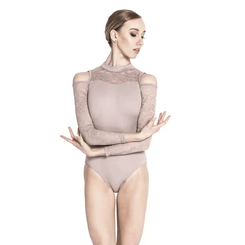 BW Women's Lace Long Sleeve Halter Leotard