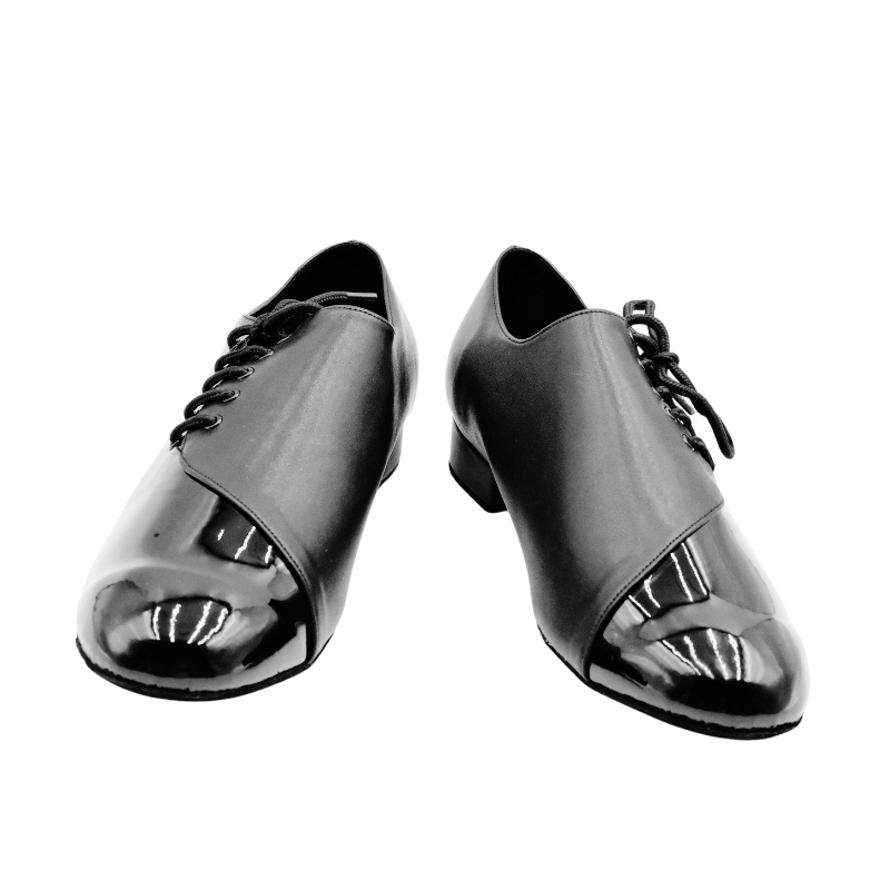 Men's 2cm Black Leatherette Heels Ballroom Dance Shoes
