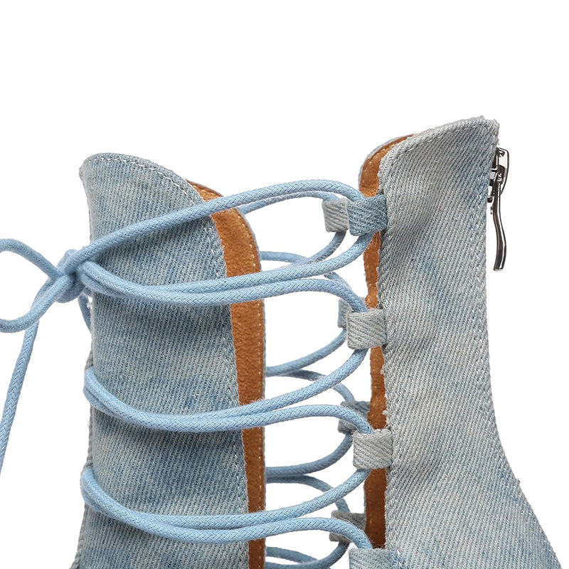 Women's Denim Customized Heel Dance Boots Salsa Jazz Heels Dance Shoes
