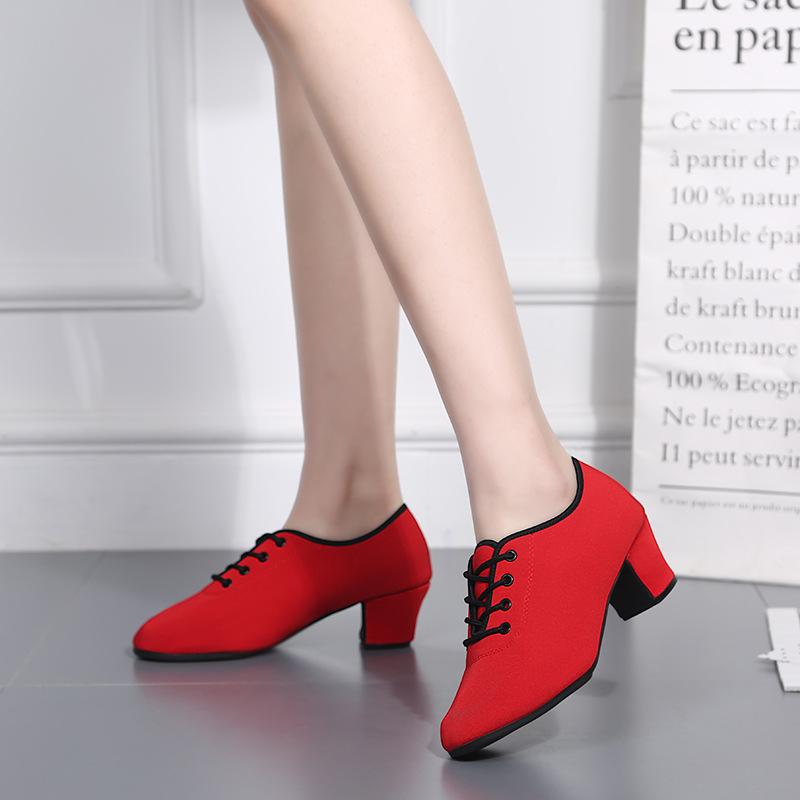 Women's Cloth Heels  Modem With Lace-up Teaching & Practice Dance Shoes