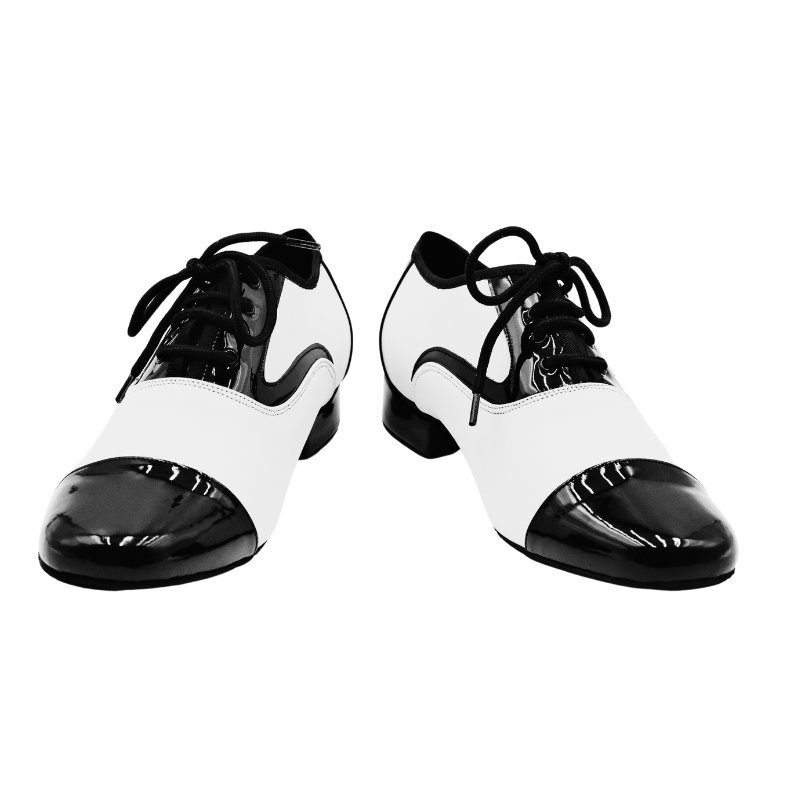 Men's 2cm Black and White Leatherette Heels Ballroom Dance Shoes