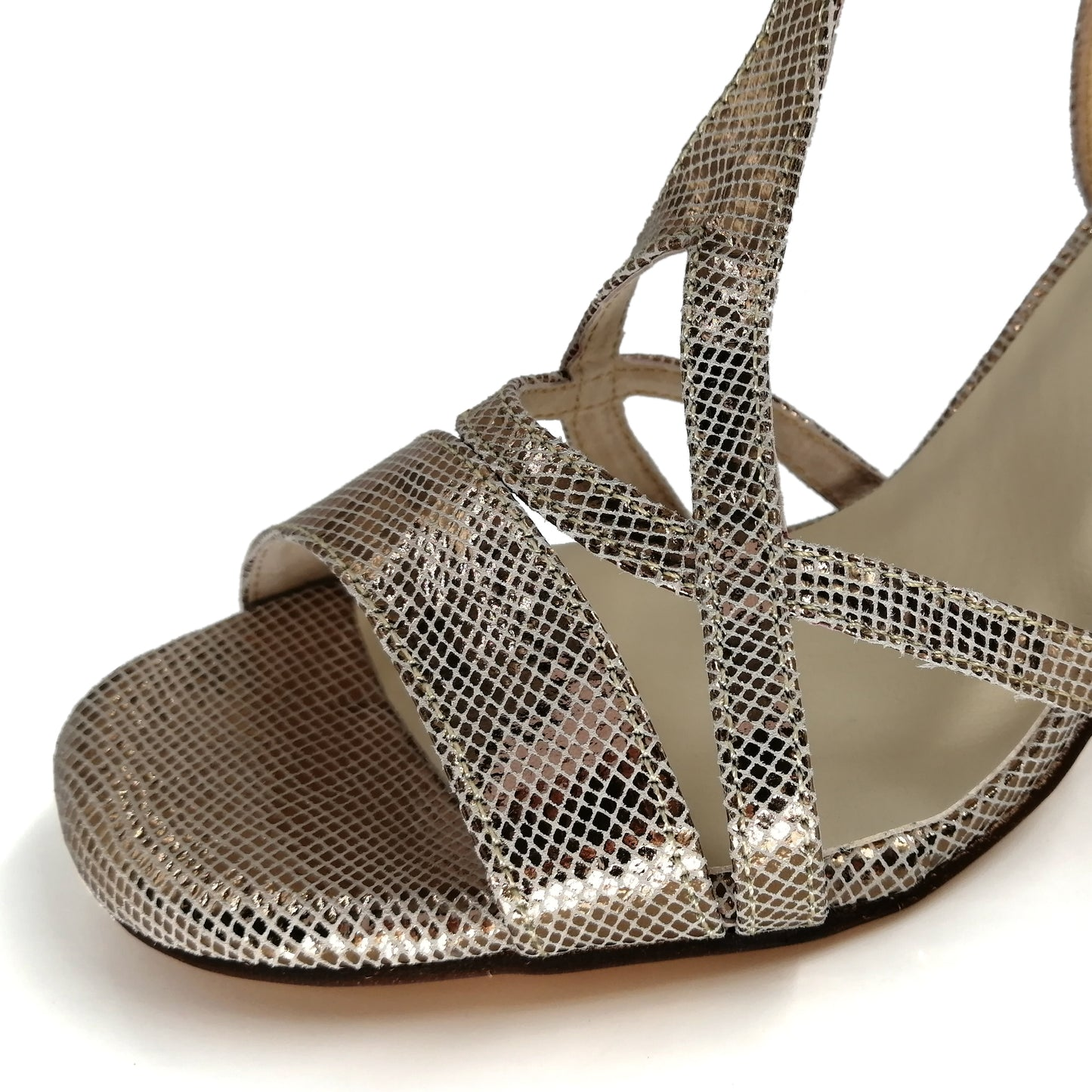 SHJ Women's Champagne Real Leather 7cm/9cm Heels Dance Tango Shoes