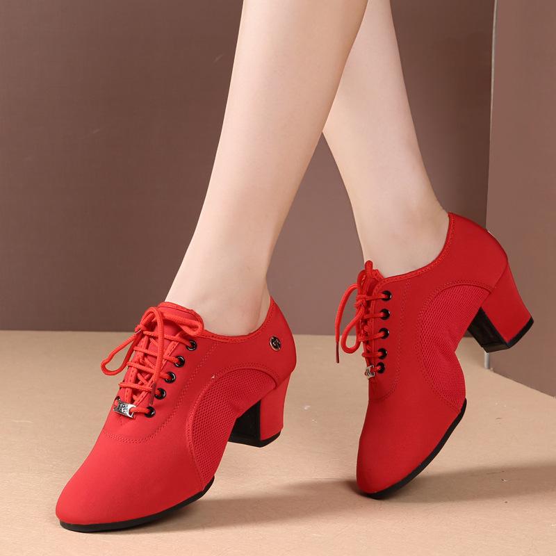 Women's Canvas 5cm Heels Ballroom With Lace-up Teaching & Practice Shoes