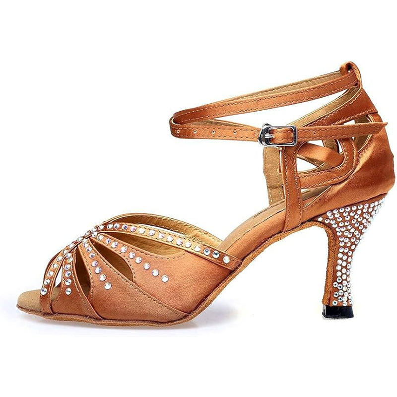 DS Women's Satin Customized Heel Ballroom Dance Shoes Latin Dance Shoes