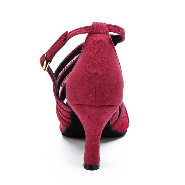 Women's Lace Suede Customized Heel Latin Shoes Ballroom Dance Shoes