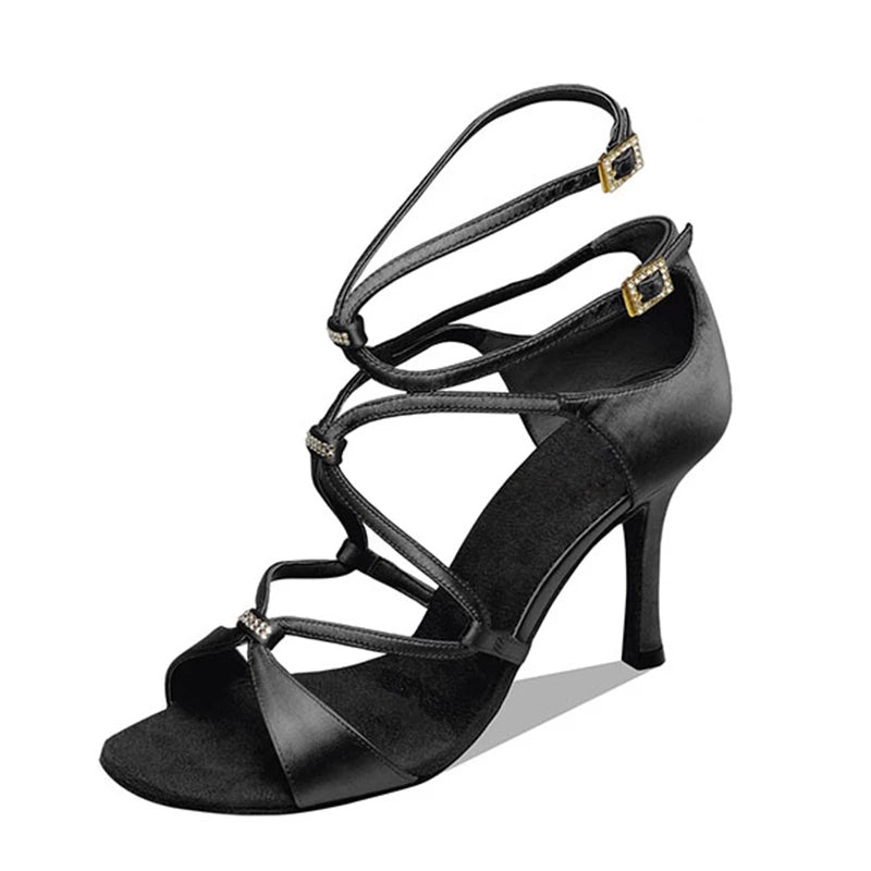 DS Women's Satin Customized Heel Latin Shoes Salsa Shoes Ballroom Dance Shoes