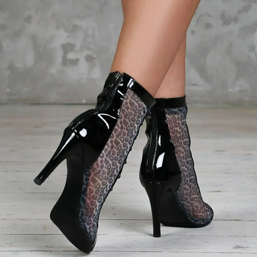 Women's Leopard 7.5cm/10cm Heel Leatherette Rubber Heels Dance Boots Jazz Street Sole Dance Shoes