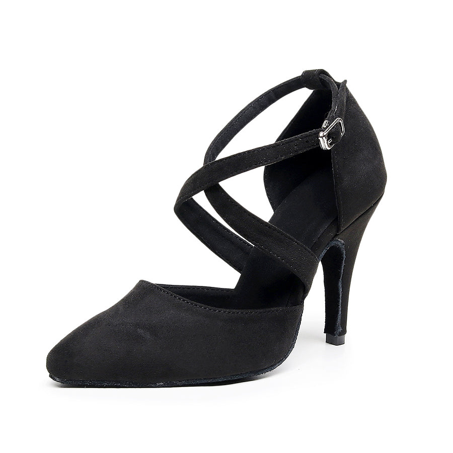 Women's 10cm Heel Velvet Dance Heels Ballroom Dance Shoes