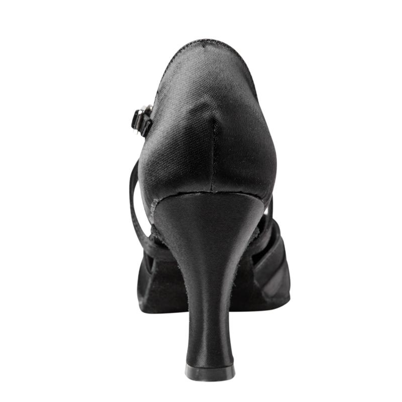 DS Women's Black Satin Customized Heel Ballroom Dance Shoes Modern Shoes