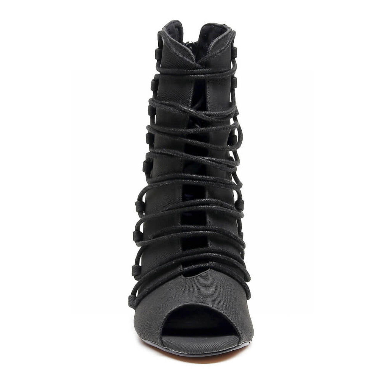 Women's Canvan Customized  Heel Open Toe Lace Up Stiletto Rubber Sole Dance Boots Jazz Salsa Dance Shoes