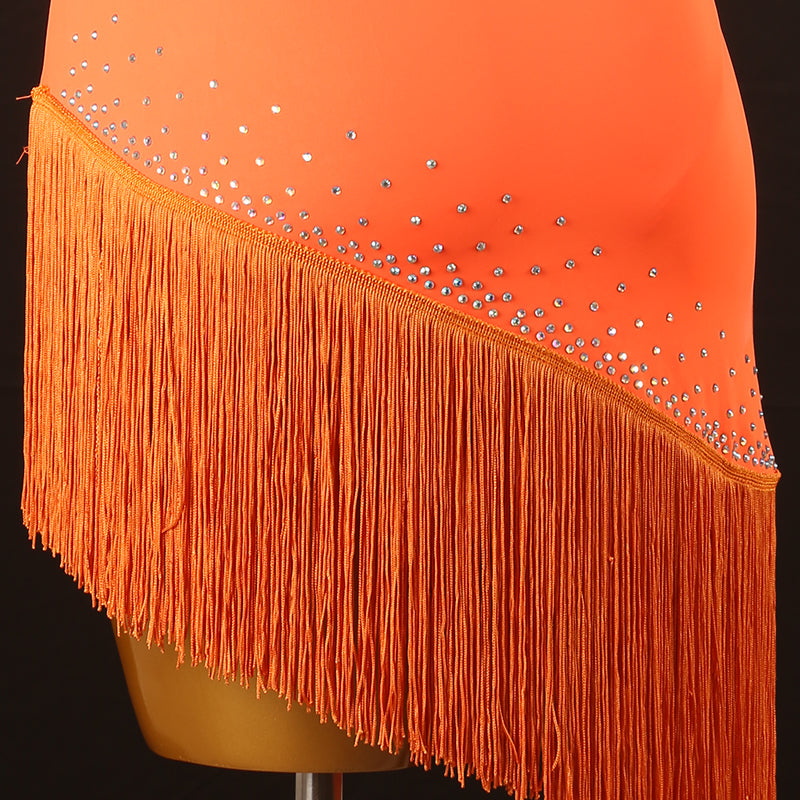 Customisable-Women's Performance Sleeveless Tassel Latin Salsa Dance Dress Competition Dress