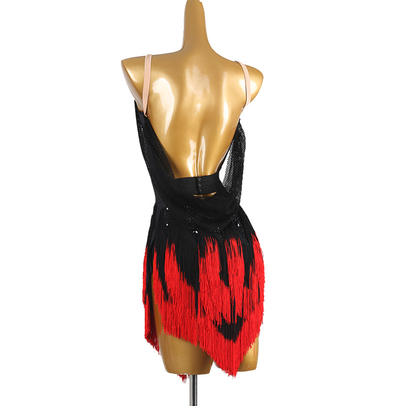 Customisable-Women's Black Tassel DanceWear Dance Dress Performance Wear