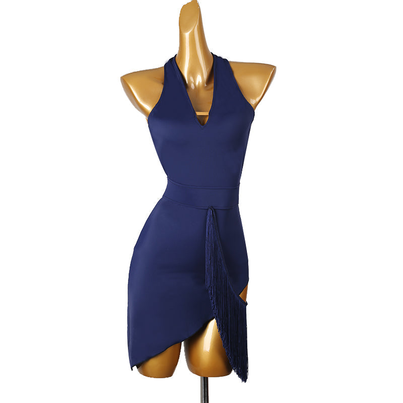 Customisable-Women's Navy Blue Tassel Dance Wear Dance Dress Performance Wear
