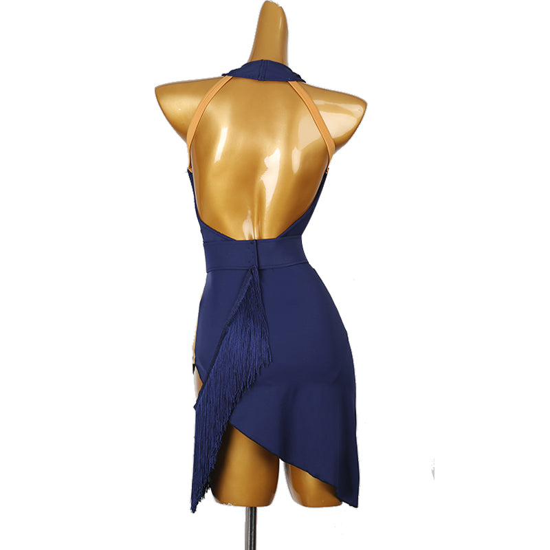 Customisable-Women's Navy Blue Tassel Dance Wear Dance Dress Performance Wear