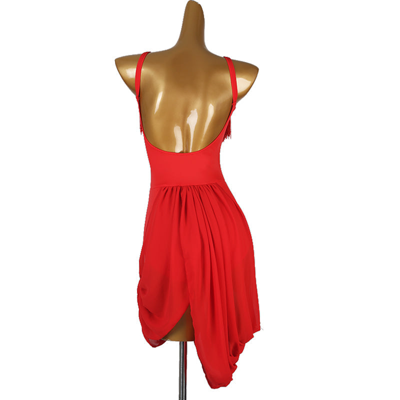 YZY Customisable-Women's Red Tassel DanceWear Dance Dress Performance Wear