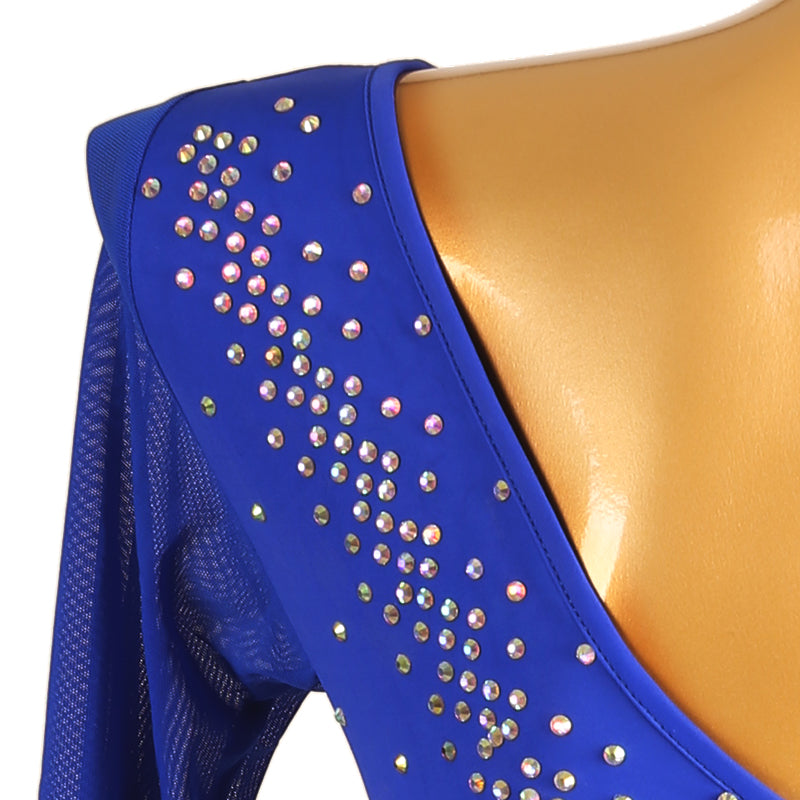 Customisable-Women's Navy Blue Round Neck Dance Wear Dance Dress Performance Wear
