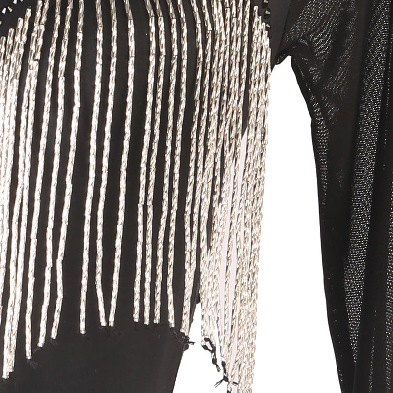 Customisable-Women's Long Sleeve Tassel Dance Wear Dance Dress Performance Wear
