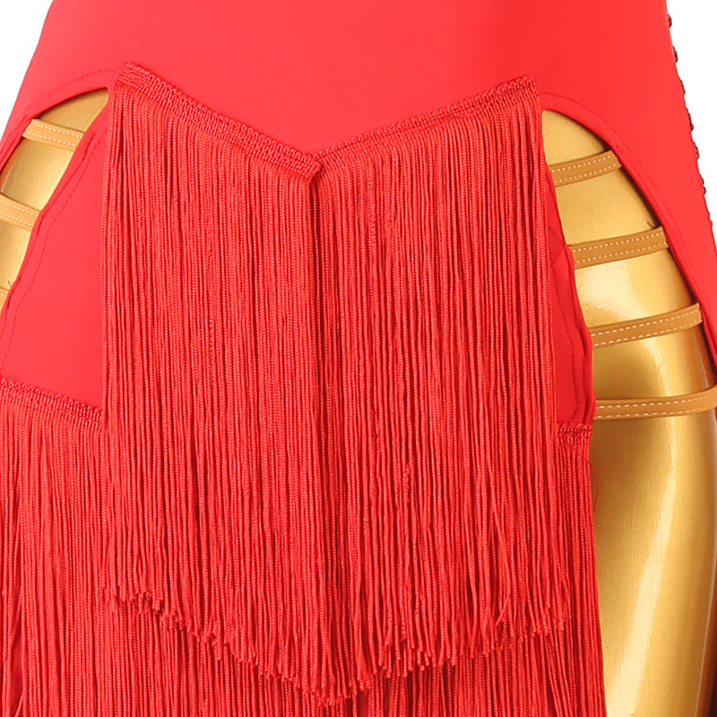 Customisable-Women's Long Sleeve Tassel Dance Wear Dance Dress Performance Wear