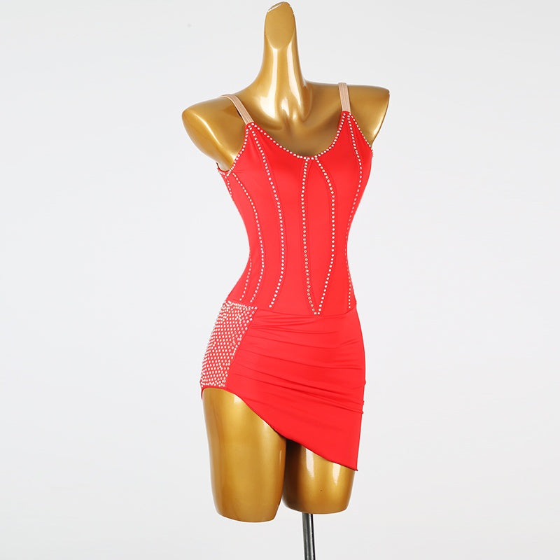 YZY Customisable-Women's Red DanceWear Dance Dress Performance Wear
