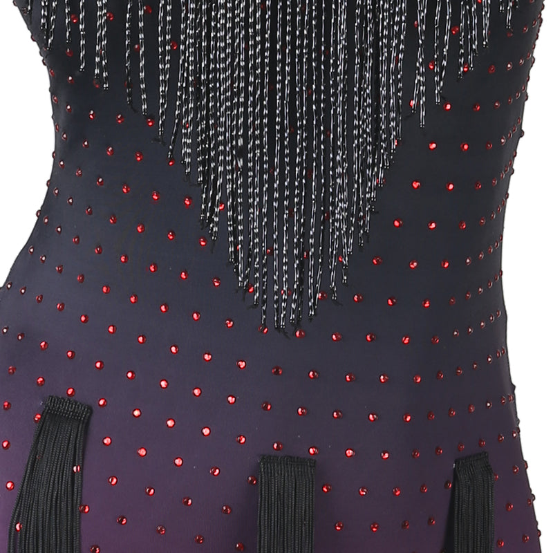 YZY Customisable-Women's Purple Tassel DanceWear Dance Dress Performance Wear