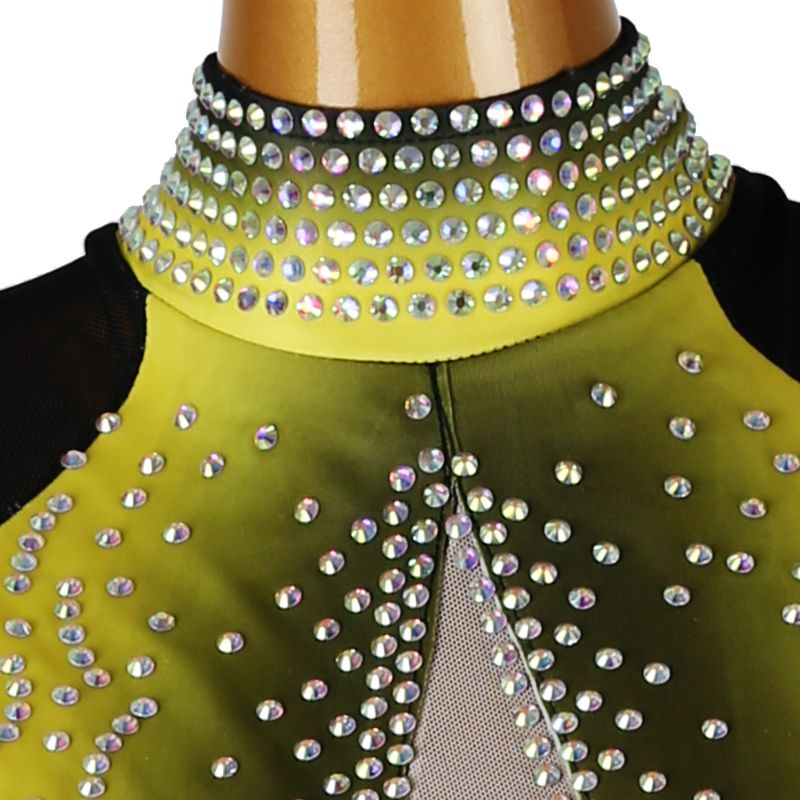 YZY Customisable-Women's 3/4 Sleeve Yellow DanceWear Dance Dress Performance Wear