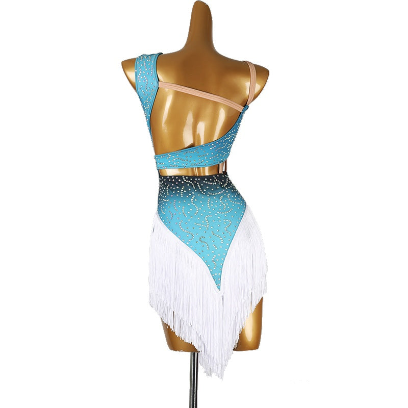 YZY Customisable-Women's Performance Sleeveless Tassels Latin Salsa Dance Dress Competition Dress