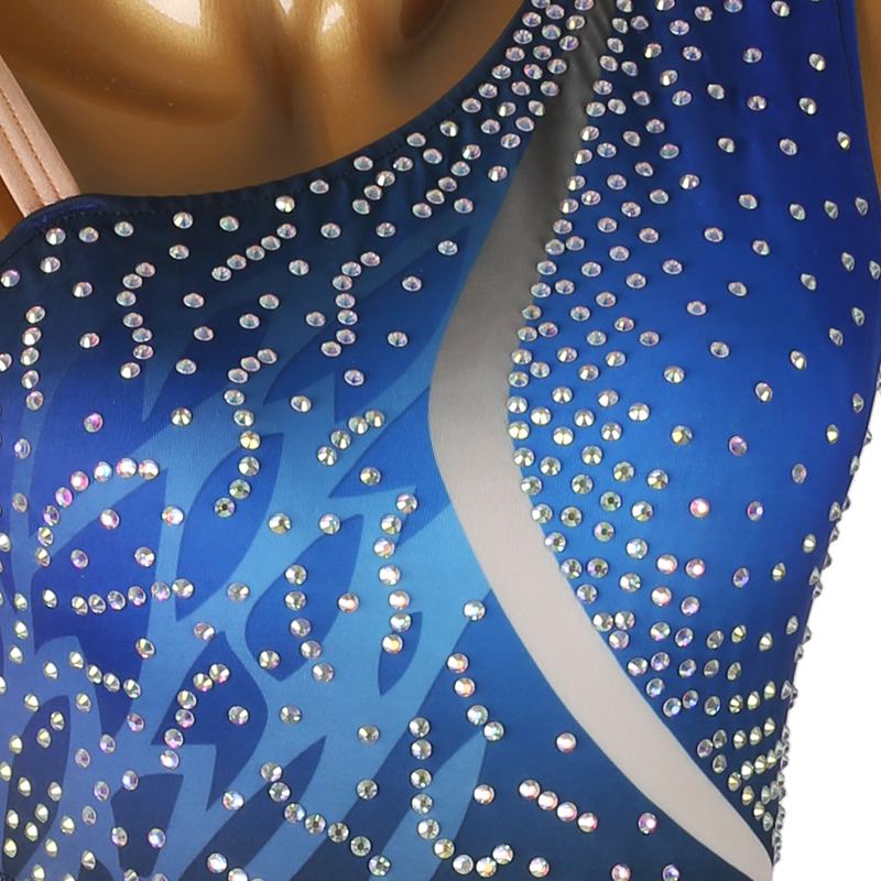 YZY Customisable-Women's Performance Royal Blue Sleeveless Tassels Latin Salsa Dance Dress Competition Dress