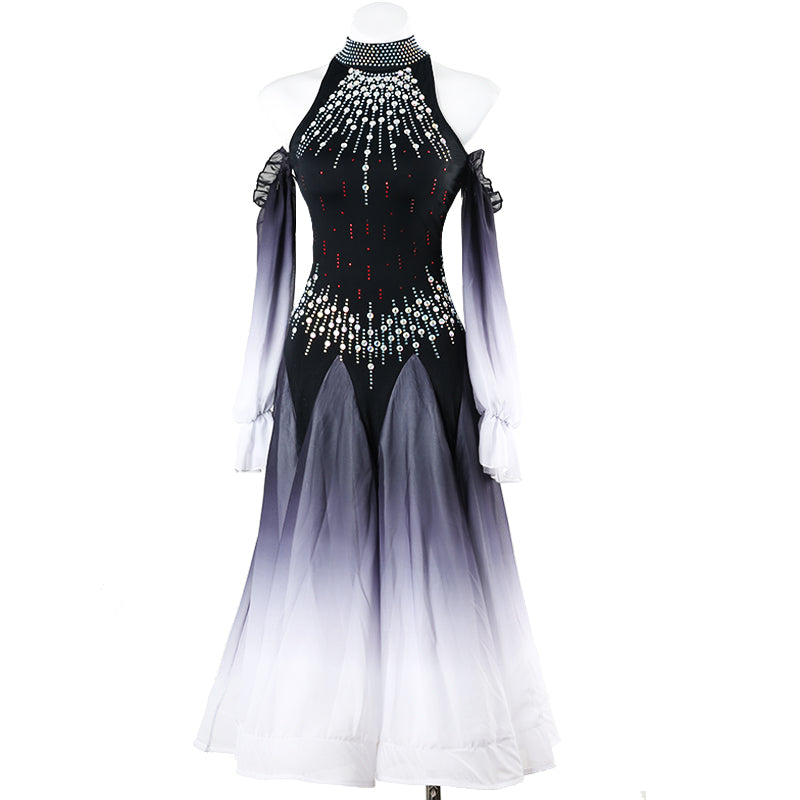 Customisable-Women's Off Shoulder Modern Dance Performance Dress Ballroom Dance Dress