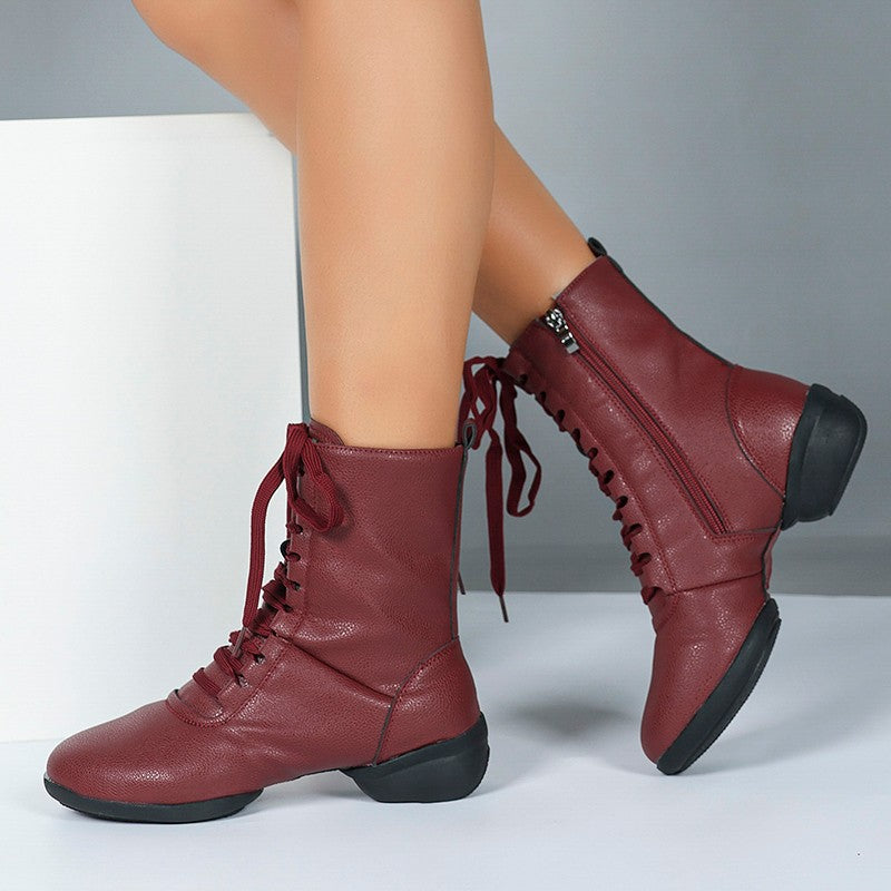 Women's Leatherette Boots Jazz With Lace-up Dance Boots/Dance Shoes