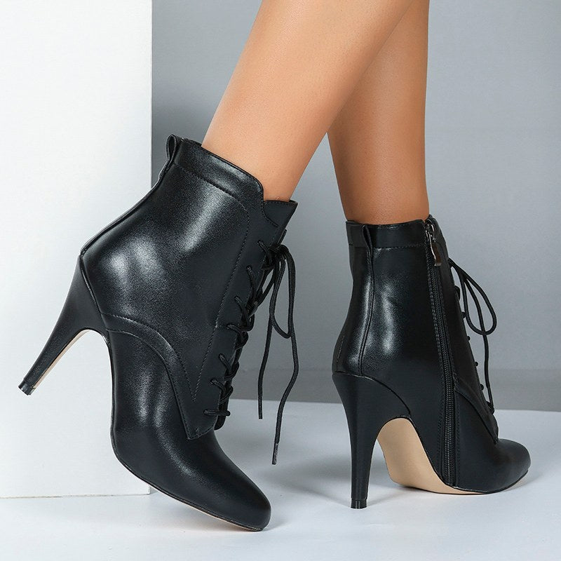 Women's Rubber Sole Customized Heel Rubber Sole  Jazz Shoes Lace-up Dance Heels Boots