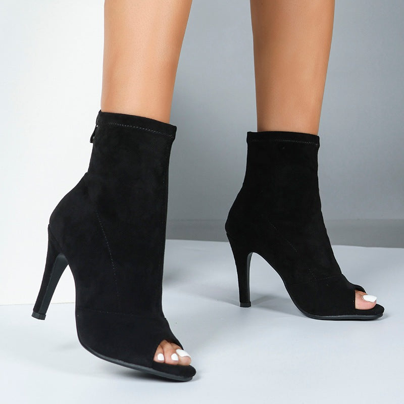 Women's 10cm Slim High Heel Jazz Dance Shoes Heels Open Toe Dance Boots