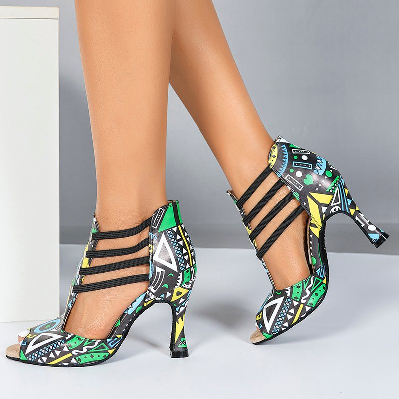 Women's Leatherette Customized Heel Dance Boots Salsa Dance Shoes
