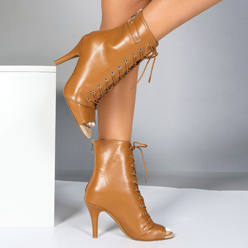 DS Women's Leatherette Customized Heel Suede Heel Dance Boots Salsa Jazz Dance Shoes