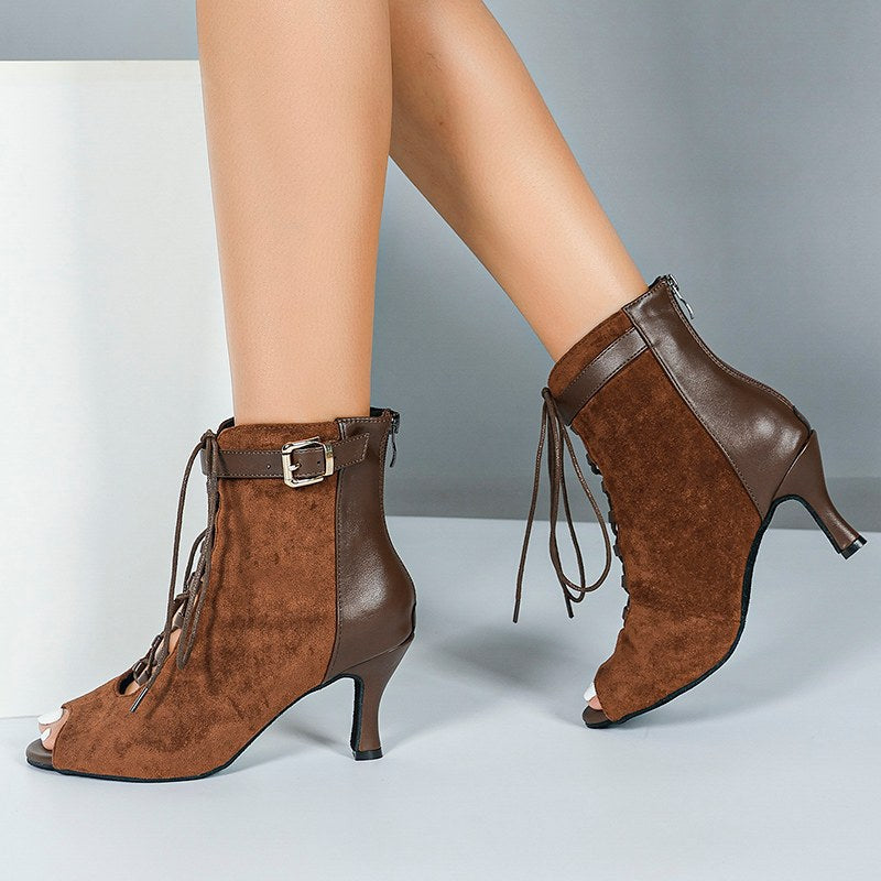 DS Women's Suede Customized Heel Dance Boots Heel Heels Dance Boots Jazz Salsa Dancing Shoes