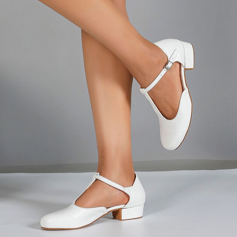 DS Women's T-strap PU Leather Retro Customized Heels Ballroom Dance Shoes Swing Dance Shoes