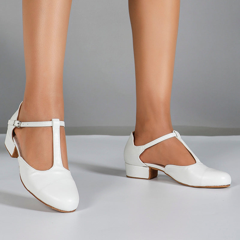 DS Women's T-strap PU Leather Retro Customized Heels Ballroom Dance Shoes Swing Dance Shoes