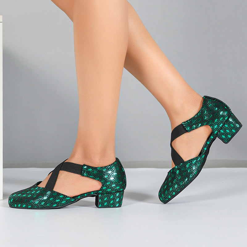 DS Women's Nubuck Retro Customized  Heels Ballroom Dance Shoes Swing Dance Shoes