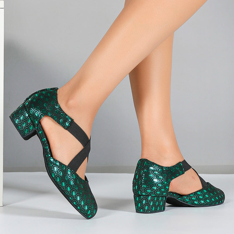 DS Women's Nubuck Retro Customized  Heels Ballroom Dance Shoes Swing Dance Shoes