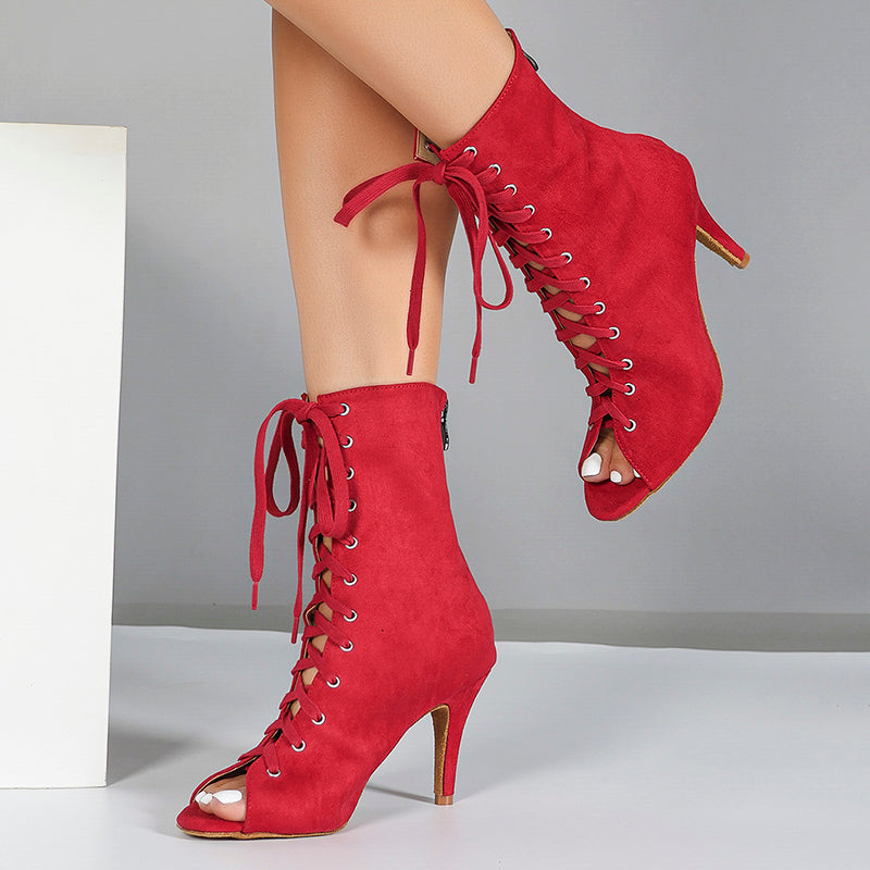 DS Women's Suede Customized Dance Heels Boots Salsa Jazz Dance Shoes